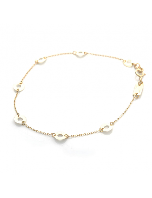 Bijou femme bracelet 5 petits ronds fil grunge ajourés en Or jaune ou Or blanc