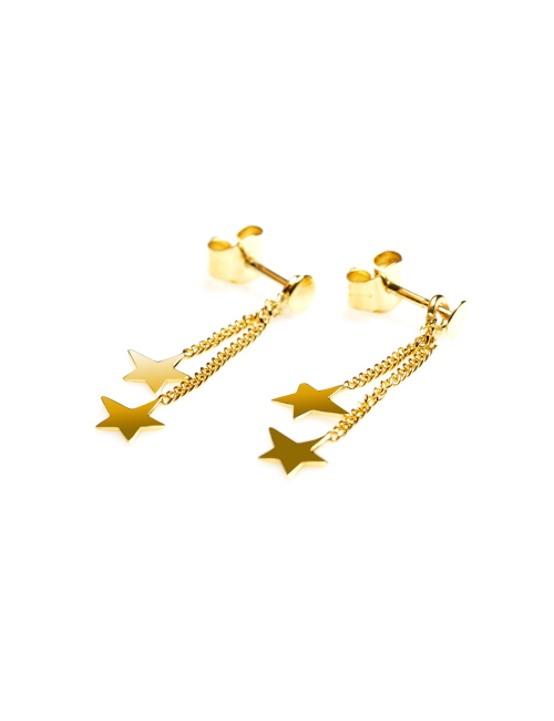 Bijou femme boucles d'oreille 2 étoiles asymétriques