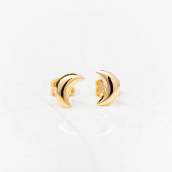 Boucles d'oreilles lune bombée en Or jaune ou Or blanc.