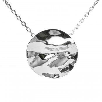 Collier femme petit rond froissé simple en or 9 carats.
