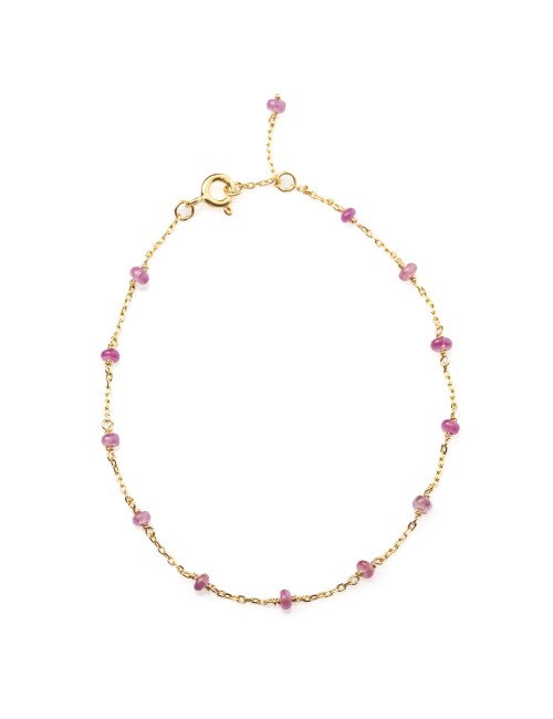 Bracelet Or Rose 18 carats orné de petits Rubis