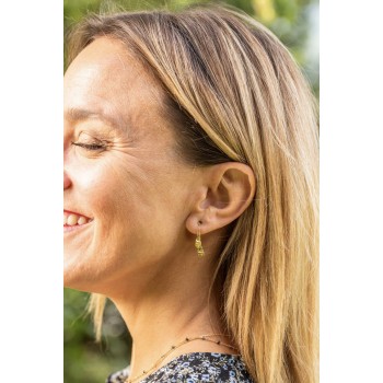 Boucle d'oreille femme double gouttes froissées en or 9 carats.