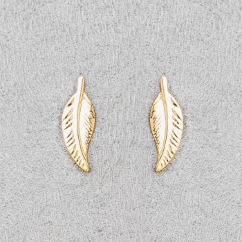Bijou femme boucles d'oreilles plume en Or jaune ou Or blanc.
