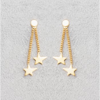 Bijou femme boucles d'oreille 2 étoiles asymétriques.