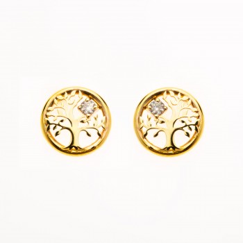 Boucle arbre de vie avec diamant de laboratoire.