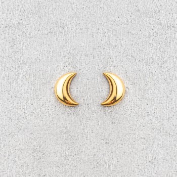 Boucles d'oreilles lune bombée en Or jaune ou Or blanc.