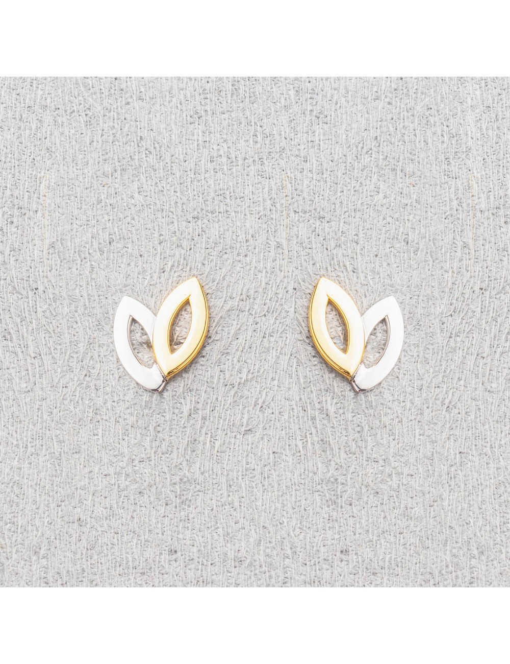 Boucle d'oreille femme navettes bicolore.