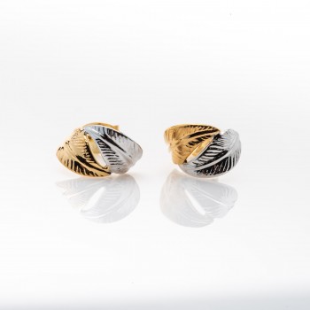 Créoles en Or bicolore deux plumes petit modèle.