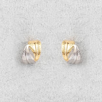 Créoles en Or bicolore deux plumes petit modèle.