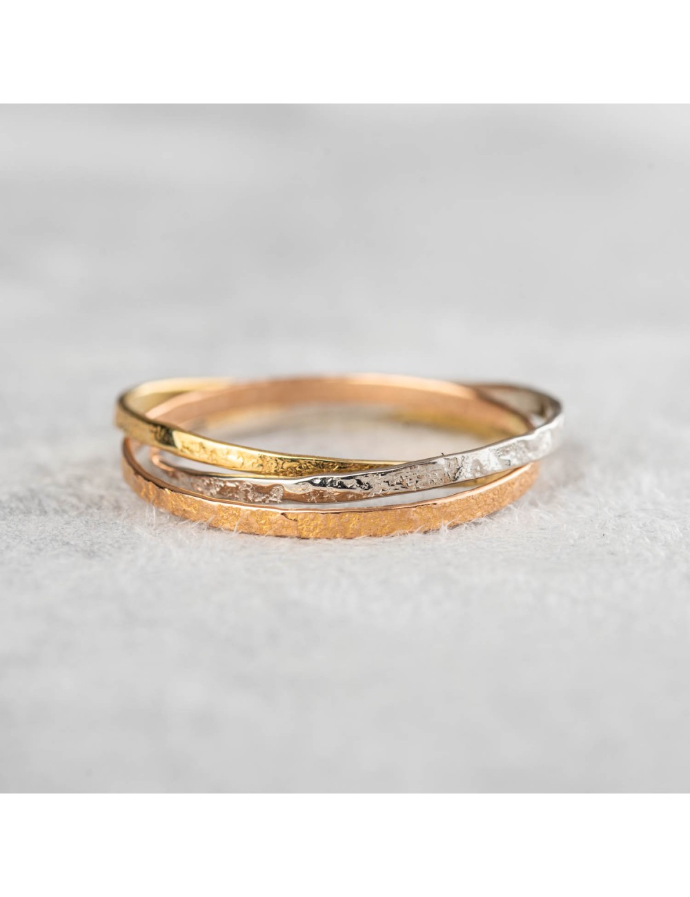 Bague femme trois or (jaune, blanc et rose) 18 carats.