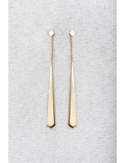 Boucle d'oreille femme cravate pendante 18 carats.