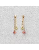 Boucle d'oreille femme or jaune 18 carats tourmaline et péridot.