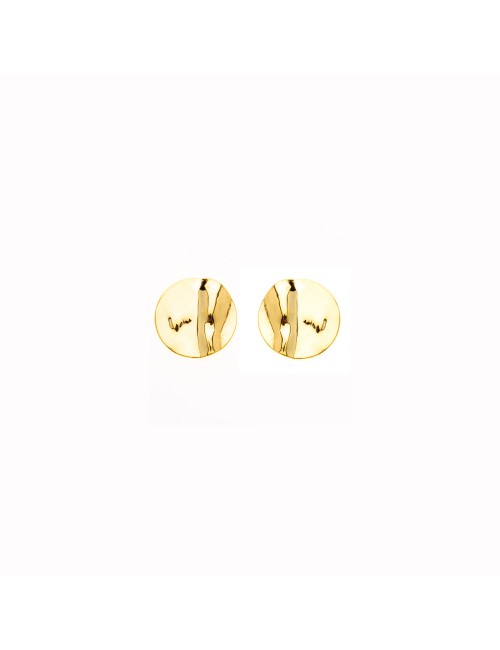 Boucle d'oreille femme grand rond froissé en or 18 carats.