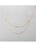 Collier femme double rang grunge en or 18 carats.