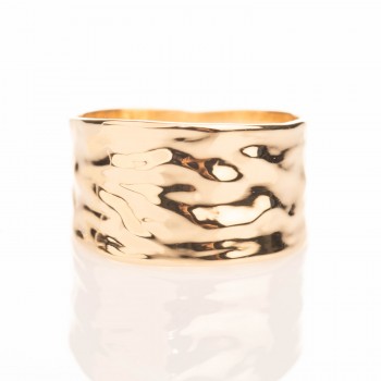 Bague en or froissé 9 carats 11mm.