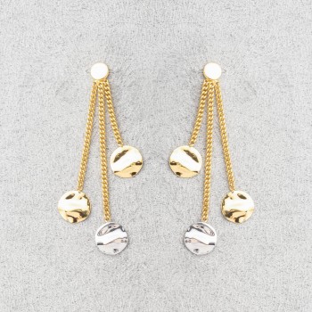 Boucle d'oreille femme triple rond froissé en or 9 carats.