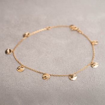 Bracelet femme breloques rondes en or 9 carats.