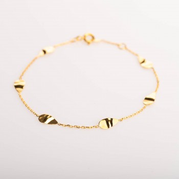 Bracelet femme goutte froissé en or 9 carats.