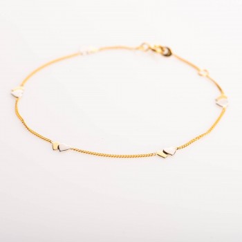 Bracelet double coeur en or 9 carats.