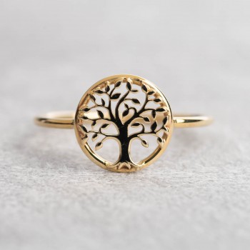 Bague femme arbre de vie ajouré en or 18 carats.