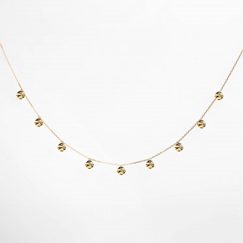 Collier femme neuf breloques rondes en or 18 carats.