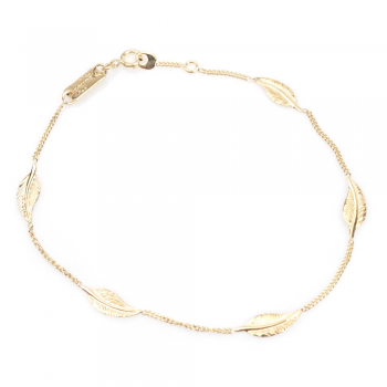 Bracelet femme cinq plumes en or 9 carats.