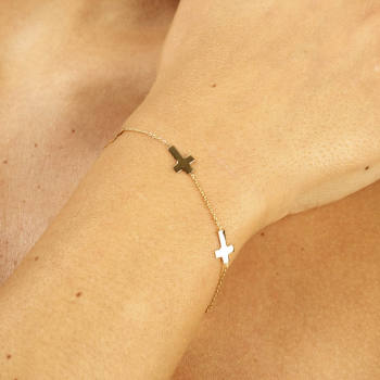 Bijou femme bracelet  5 croix plates